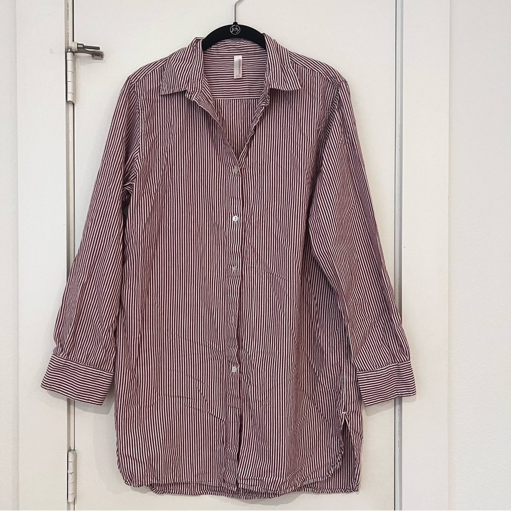 Commando Red and White Button Down Blouse